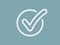 Graphic of a white outlined checkmark in a circle